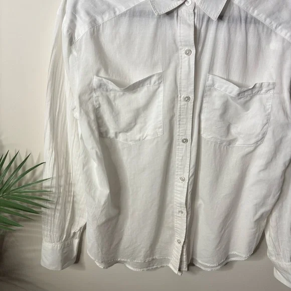 VERONICA BEARD Gil White Cotton Button Up Long Sleeve Shirt - Picture 5 of 7